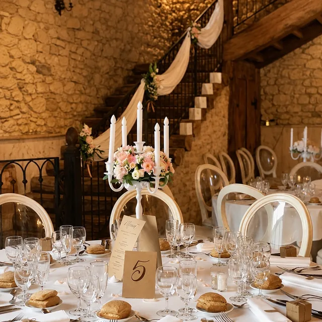 Décor floral de table dans une réception de mariage