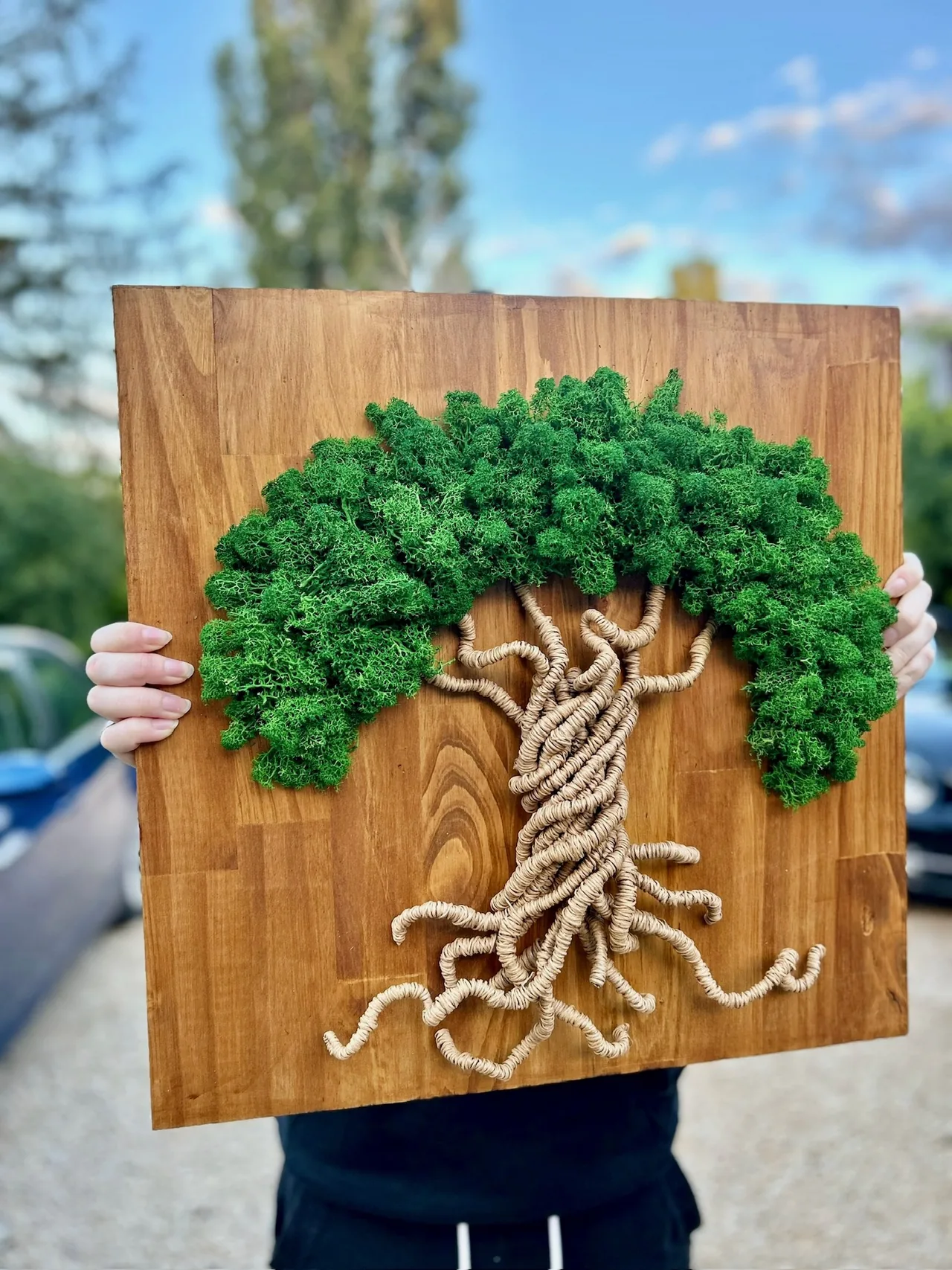 Arbre végétal artisanal en mousse et fibres naturelles
